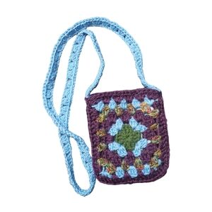 Crochet Crossbody Bag Purple Blue Green One Size NEW